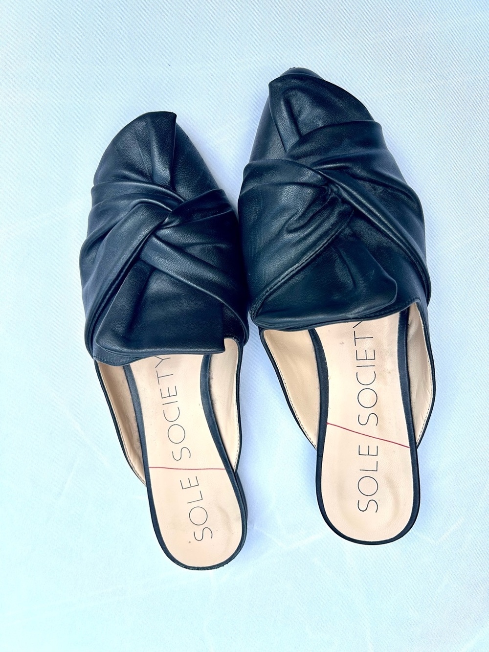 Sole Society Black Knotted Slip-On Mules